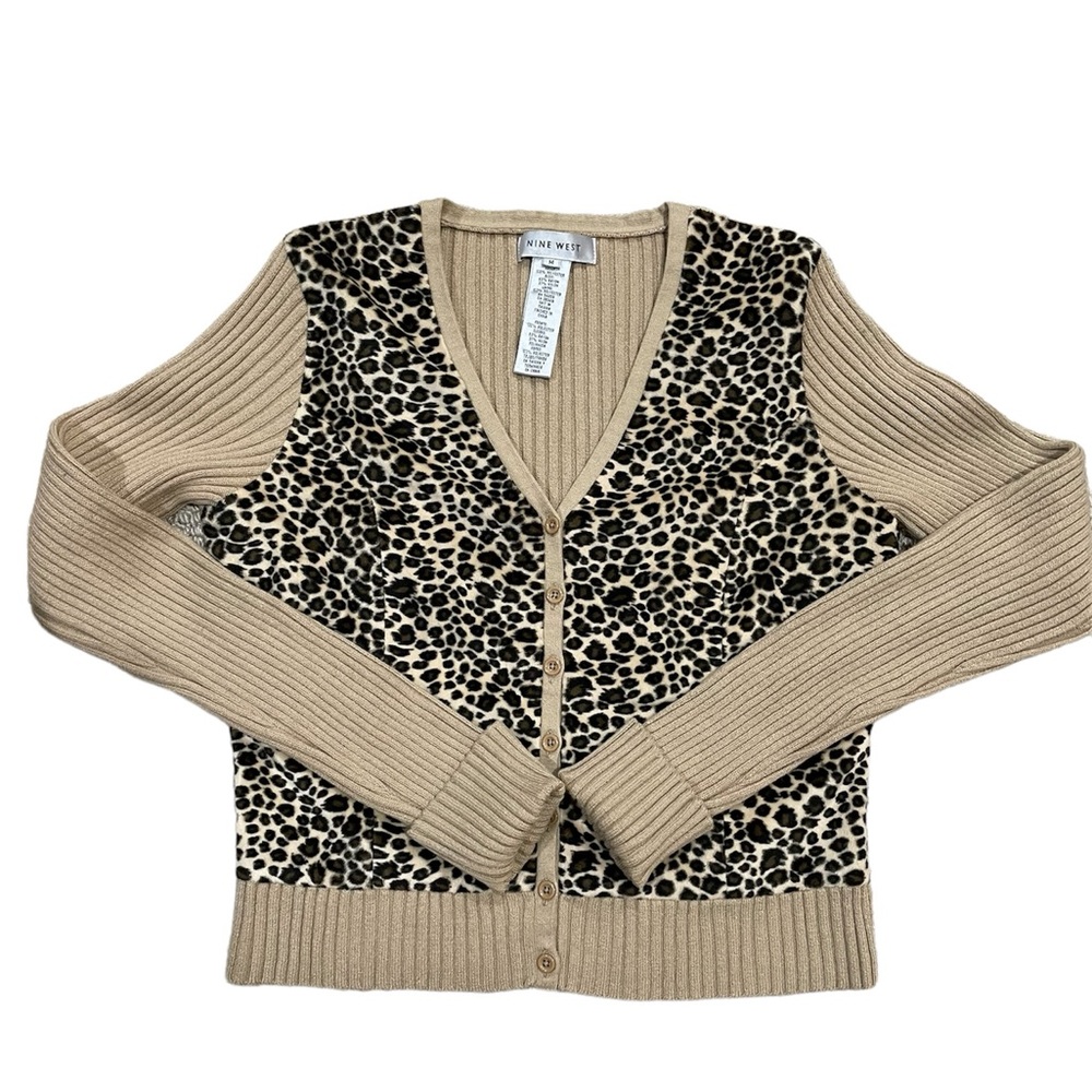 Nine West Animal Print Cardigan Retro Look Medium